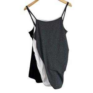 Bundle of 3 Maternity Shein Camisole Tank Tops Black White Dark Grey Size L 8/10